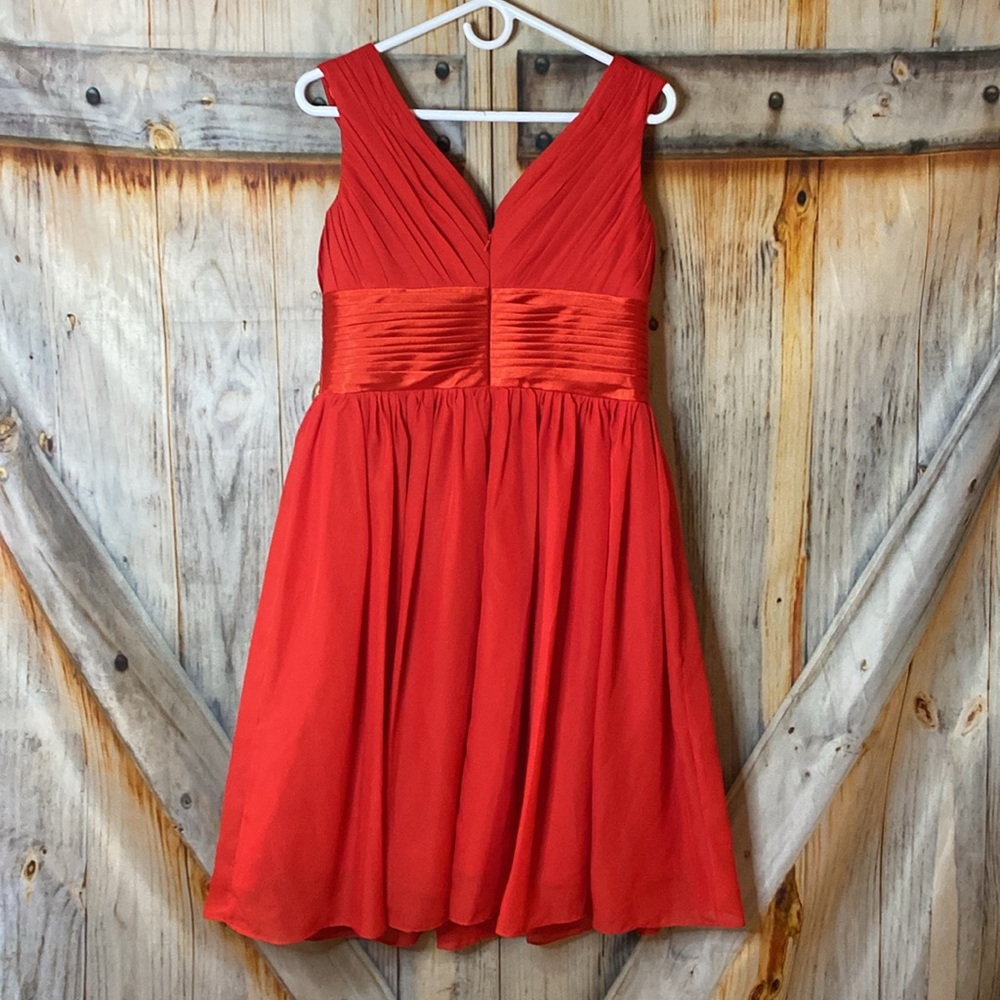 Light in the Box NWOT Formal Prom Dress Red Satin Chiffon Sleeveless Lined - Picture 4 of 6